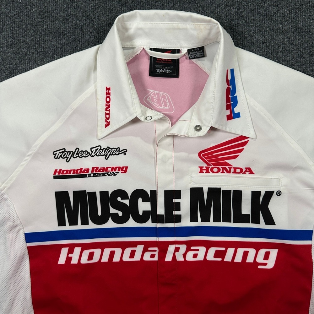Troy Lee Designs Honda Racing Muscle Milk Collared Pit Shirt Men's Size Large